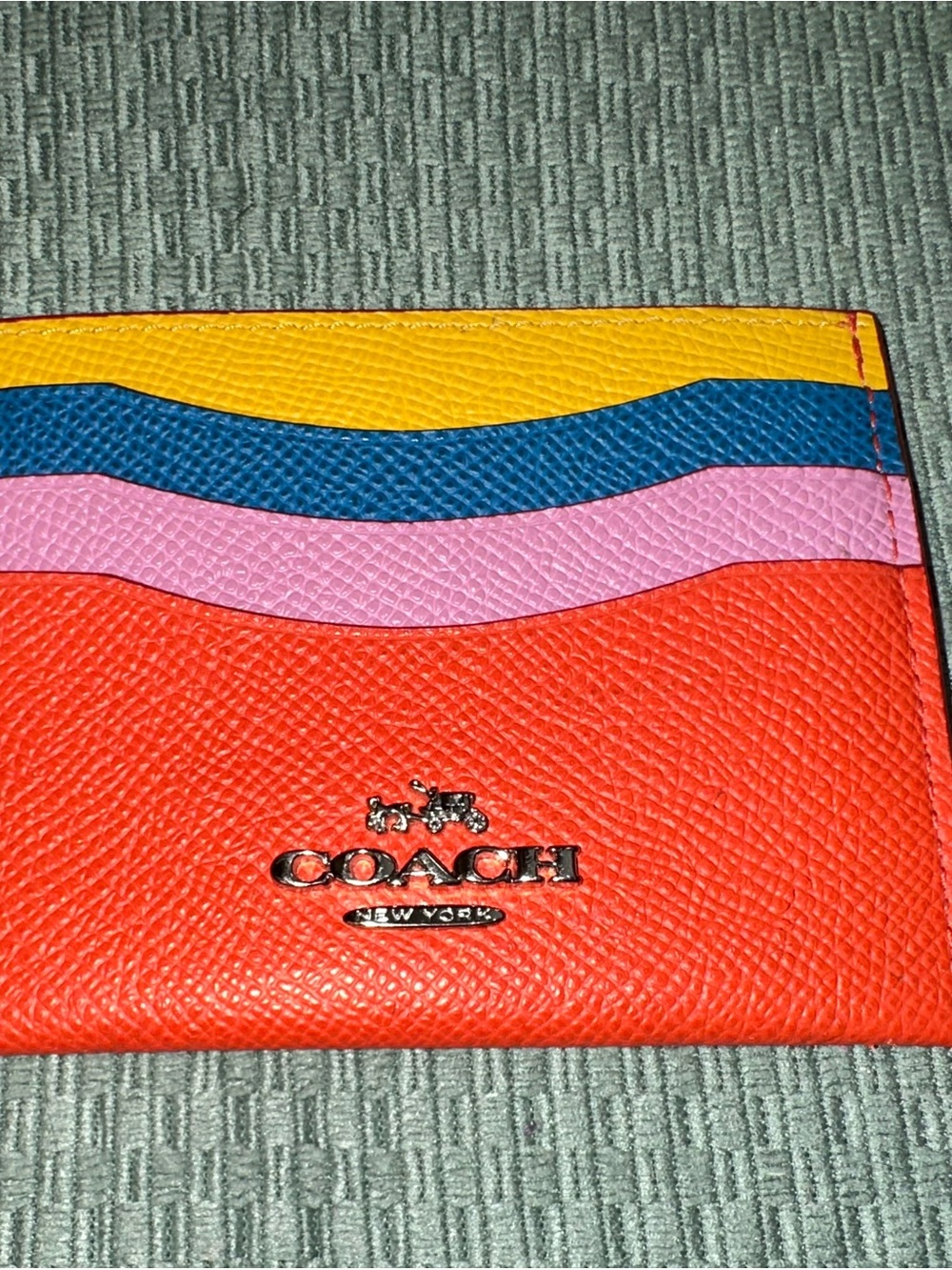Coach Colorblock Leather Slim Card Holder in Orange, Pink, Blue & Yellow NWOT